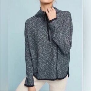 Anthropologie Saturday Sunday Weekender Half Zip Oversized Gray Sweater Women XS
